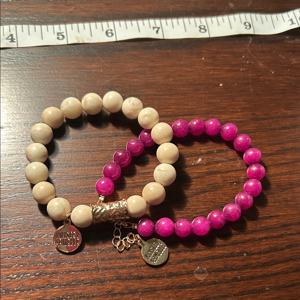 Pink and Beige Beaded Bracelets Kinsley Armelle